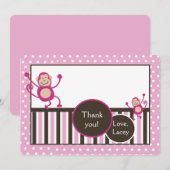Roze aap verjaardag Dank je wel! Notitiekaartje (Voorkant / Achterkant)