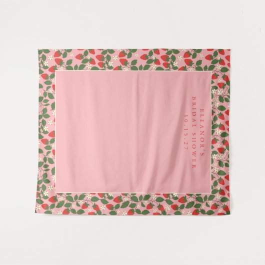 Roze Aardbei Aangepaste Douche Foto Achtergrond Wandkleed (Voorkant (horizontaal))