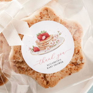 Roze Aardbei Baby Brunch Bedankt Ronde Sticker