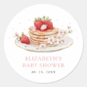 Roze Aardbei Baby Brunch Ronde Sticker (Voorkant)