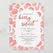 Roze Aardbei Baby shower Kaart (Voorkant / Achterkant)