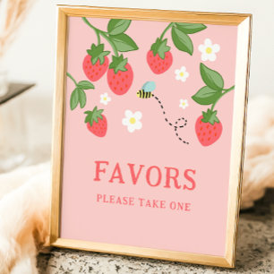 Roze Aardbei Bes Zoete Verjaardagsfeest Sign Poster