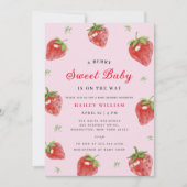 Roze aardbei bessen lief meisje Baby shower Kaart (Voorkant)