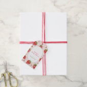 Roze aardbei bessen zoete gingham Baby shower Cadeaulabel (Met Touw)