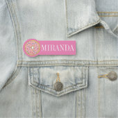 Roze aardbei, bevroren Doughnut Donut Sprinkles Naamplaatje (In situ)