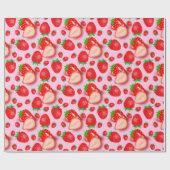 Roze aardbei cadeaupapier (Vlak)