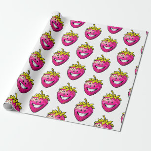 Roze aardbei cadeaupapier