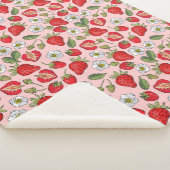 Roze aardbei Cottcore Cozy Sherpa Deken (3/4)