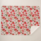 Roze aardbei Cottcore Cozy Sherpa Deken (Voorkant (horizontaal))