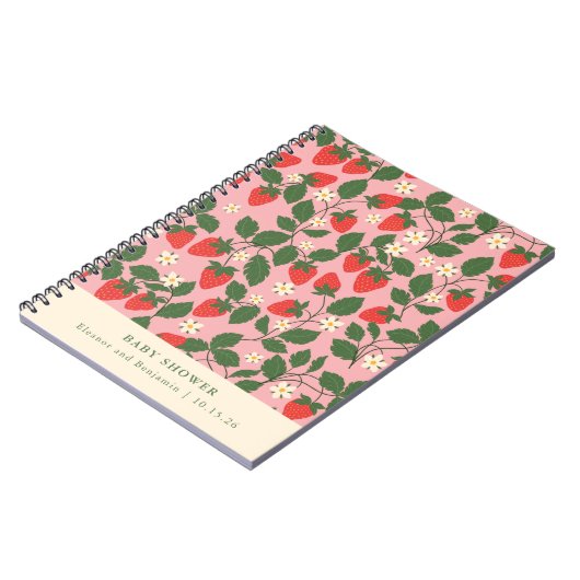 Roze Aardbei Custom Baby shower Planner Notitieboek (Linkerzijde)