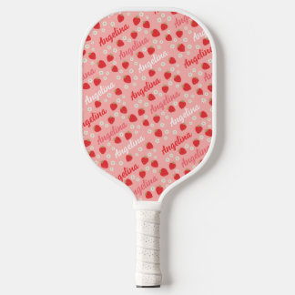 Roze Aardbei Custom Name Schattige Pickleball Paddle