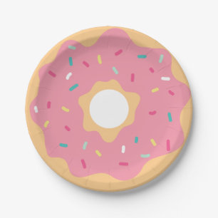 Roze aardbei Donut Papieren Bordje