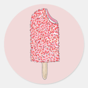 Roze aardbei Eclair Ice Cream PopsiStickers Ronde Sticker