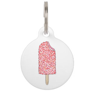 Roze aardbei Eclair Popsicle Naam Tag Huisdierpenning