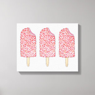 Roze aardbei Eclair Popsicles Popsicles Art Canvas Afdruk