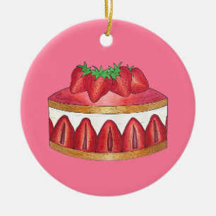 Roze aardbei Fraisier Cake French Pastry Chef Keramisch Ornament