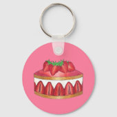 Roze aardbei Fraisier Cake French Pastry Chef Sleutelhanger (Achterkant)