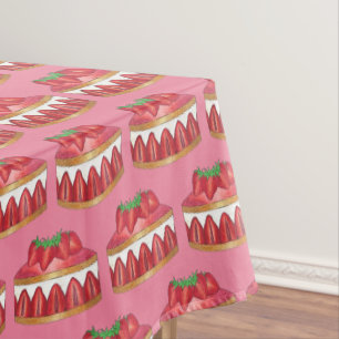 Roze aardbei Fraisier Cake French Pastry Chef Tafelkleed