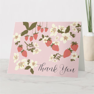 Roze Aardbei Gevouwen Dank je Kaart