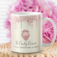 Roze Aardbei Glitter Drip Confectie Zoet Goud