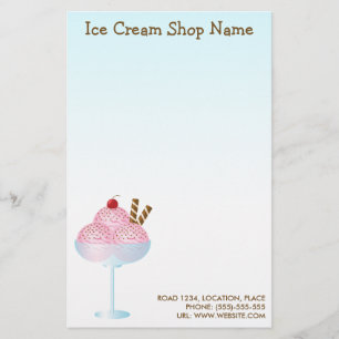 Roze aardbei Ice Cream Business Briefpapier