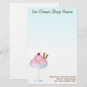 Roze aardbei Ice Cream Business Briefpapier (Voorkant / Achterkant)