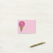 Roze aardbei Ice Cream Cone Post it Post-it® Notes (Op bureau)