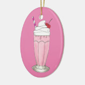 Roze aardbei Ice Cream Shake Milkshake Dessert Keramisch Ornament (Links)