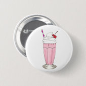 Roze aardbei Ice Cream Shake Milkshake Dessert Ronde Button 5,7 Cm (Voorkant /achterkant)