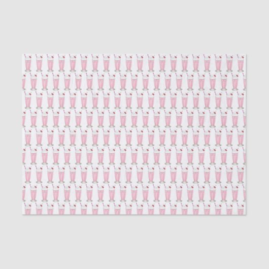 Roze aardbei Ice Cream Shake Milkshake Dessert Tissuepapier (Voorkant)