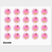 Roze Aardbei Kawaii Cupcake Stickers (Vel)