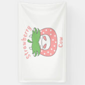 Roze Aardbei Koe Classic T-shirt Spandoek (Verticaal)