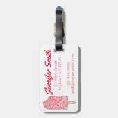 Roze aardbei Korstaart Ice Cream Popsiche Bagagelabel (Achterkant verticaal)
