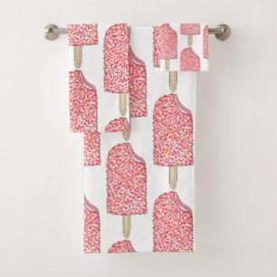 Roze aardbei Korstaart Ice Cream Popsicle Pop Bad Handdoek