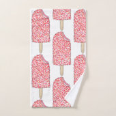 Roze aardbei Korstaart Ice Cream Popsicle Pop Bad Handdoek (Handdoek)
