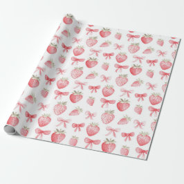 Roze aardbei lint inpakpapier Coquette