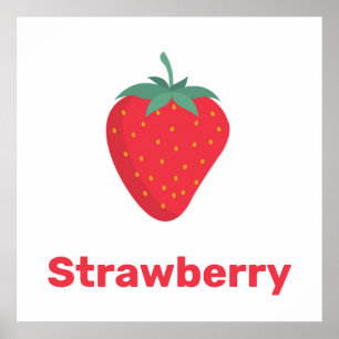 Roze aardbei met de woorden poster