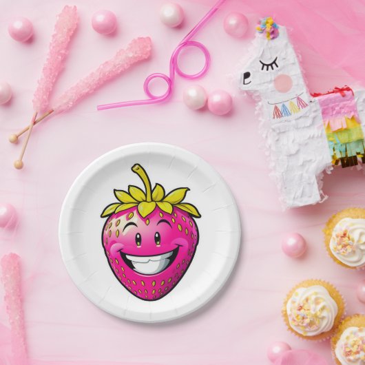 Roze aardbei papieren bordje (Feest)