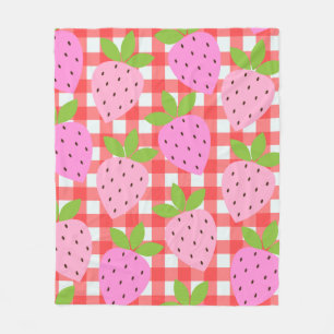 Roze Aardbei Rood Gingham Mooie Meisjeskamer Fleece Deken