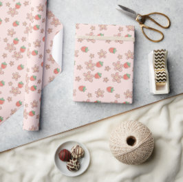 Roze Aardbei Spring thema Wrapping Paper Cadeaupapier