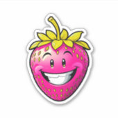 Roze aardbei sticker (Voorkant)
