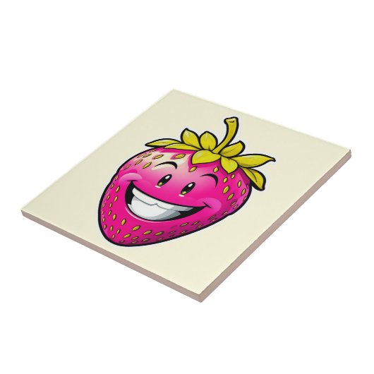 Roze aardbei tegeltje (Zijkant)