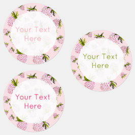 Roze Aardbei Waterverf ontworpen labels