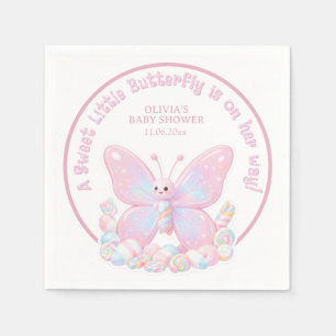 Roze Aardbei Zoete Vlinder Meisje Baby Shower Servet