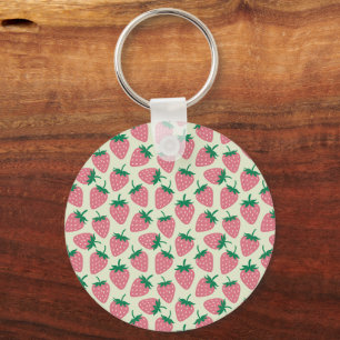 Roze Aardbei Zomer Patroon Sleutelhanger