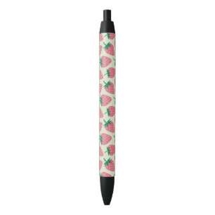 Roze Aardbei Zomer Patroon Zwarte Inkt Pen