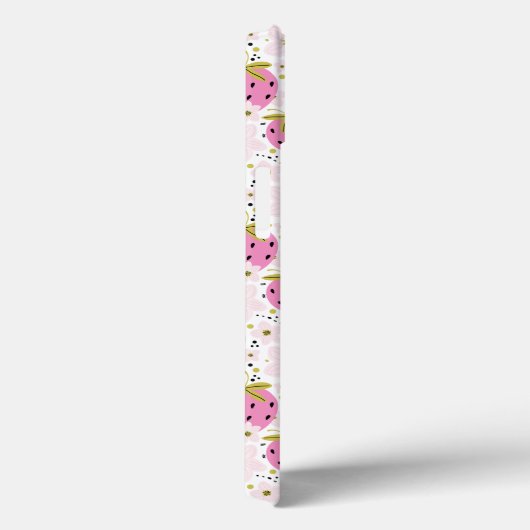 Roze aardbeien Aangepaste monogram telefoondozen Case-Mate iPhone Case (Achterkant / Rechts)