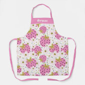 Roze aardbeien Aangepaste naam Schort (Voorkant)