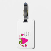 Roze aardbeien bagagelabel (Achterkant verticaal)