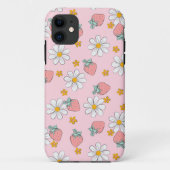 Roze Aardbeien en madeliefjes met motief Case-Mate iPhone Case (Achterkant)